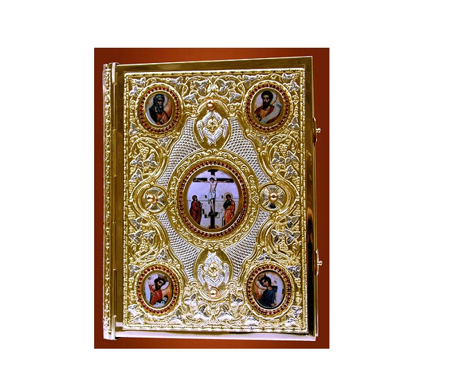 Evanghelie Aurita si Argintata cu Pietre Semipretioase 